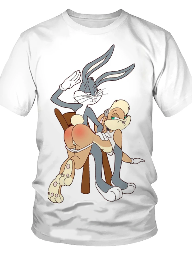 

Couple cartoon simple 3D printing T-shirt comfortable round neck sports and leisure collocation summer new style XXS-6XL