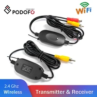 podofo 2 4 ghz wireless rear view camera rca video transmitter receiver kit for car rearview monitor fm transmitter receiver