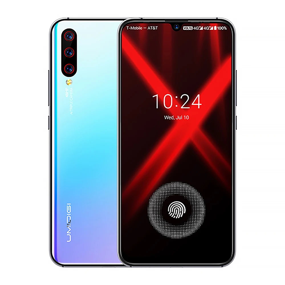 Синий UMIDIGI X In-screen Fingerprint 6,35 AMOLED 48MP Тройная задняя камера 128 Гб телефон nfc Android 9,0 4G смартфон разблокированный сотовый - Цвет: Синий