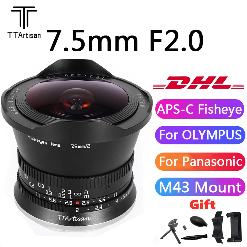 TTArtisan 7 5 мм F2 APS-C Рыбий глаз объектив Ручной фокус для M43 Mount Olympus Panasonic Micro Camera G5 GX7 GX8
