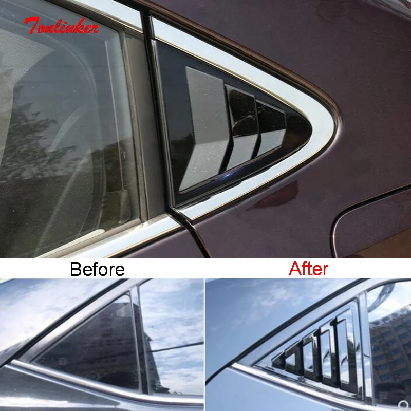 

Tonlinker Exterior Car Rear Windows Triangle blind Cover Sticker For Toyota Corolla 2014-20 Car styling 2 PCS ABS Cover Stickers