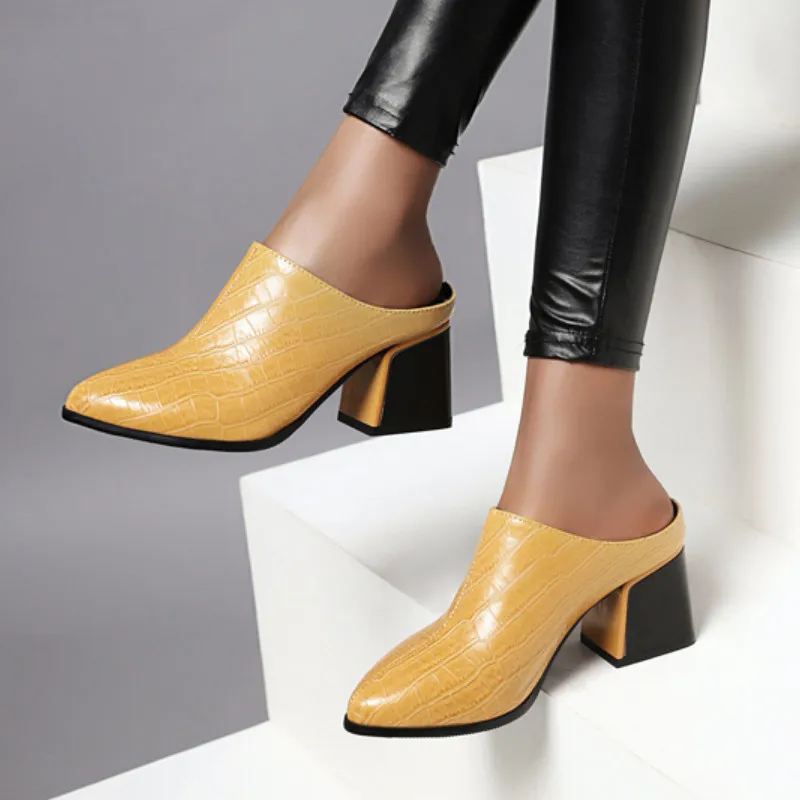 

Fanyuan Size 32-43 Women Shoes Thick Heels Women Summer Shoes Pointed Toe Fashion Simple Sandals Holidays Ladies Footwear