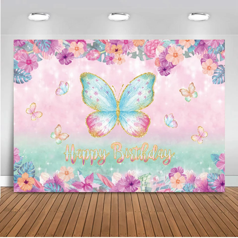 Laeacco милый любовь акварель Бабочка Цветы Картина Сад День Рождения Вечеринка