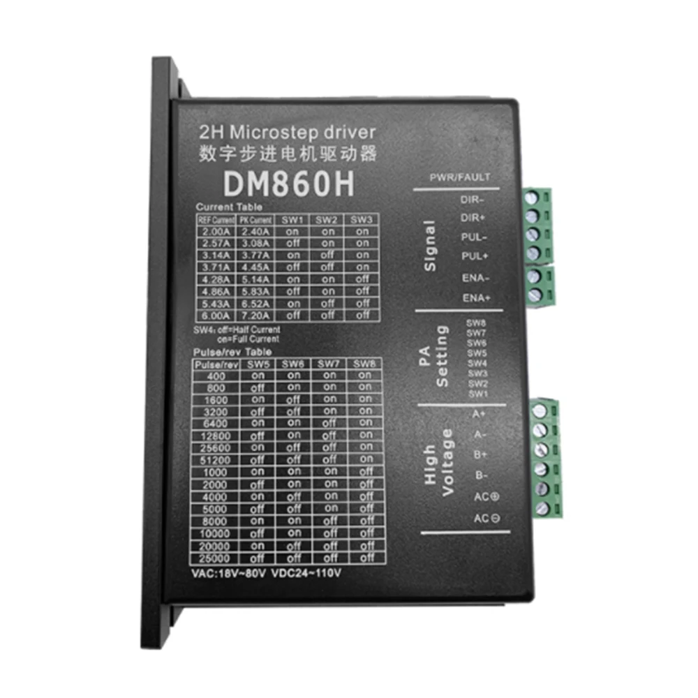 

1 PC DM860H Stepper Motor Driver Microstep Motor Two-phase for 57 86 Stepper Motor Nema 23 34 2.4-7.2A Drive Current