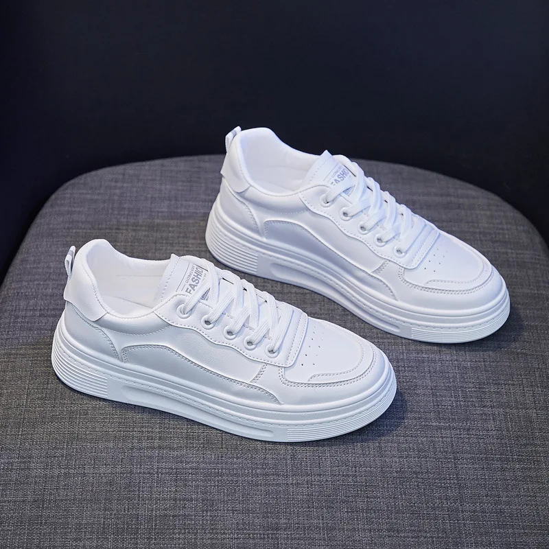 

Кроссовки женские белые на шнуровке, маленькая обувь для скейтборда, корейский стиль, беговые кроссовки