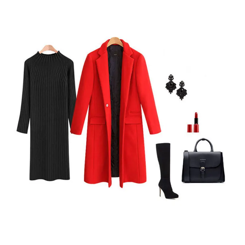 Новое Manteau femme Осень Зима Женское стеганое тонкое элегантное красное шикарное Женское пальто куртка простая Верхняя одежда casaco feminino