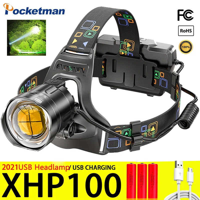 

XHP100 1500M Long Range Powerful Led Headlamp Zoomable Outdoor Headlight 18650 XHP90.2 Head Flashlight Torch For Hunt