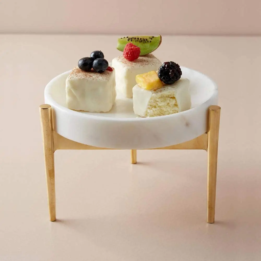 

Natural Marble Server Cake Stand, Storage Tray, Fruit Holder for Wedding Birthday Party