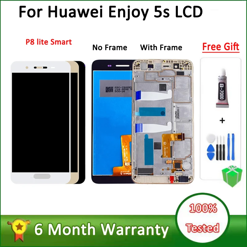 ЖК-дисплей 5,0 дюйма для Huawei GR3, экран для наслаждения фотографией, модель P8 Lite, умный ЖК-дисплей с рамкой, искусственная фотография