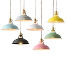 Подвесной светильник в стиле ретро, цветной, E27, для кухни, ресторана, дома, винтажный подвесной светильник, абажур, декоративные лампы