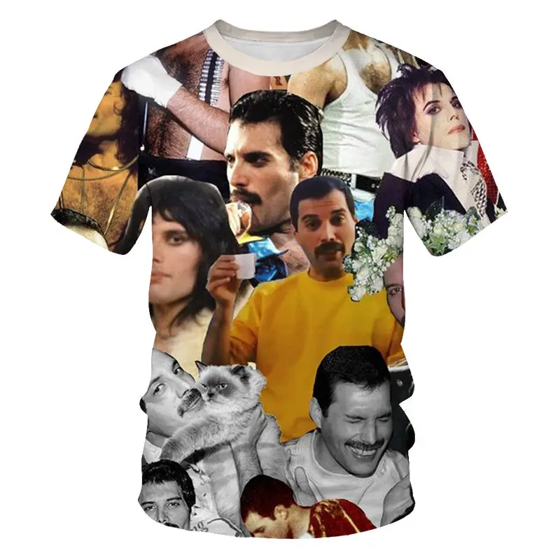 Золотой Freddie Mercury The queen Band Футболка Мужская Хип-Хоп рок хипстерская футболка повседневные футболки harajuku Top TeesStar футболка Размер S-6XL - Цвет: Золотой