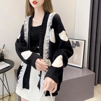 mink cashmere knitted cardigan sweater jacket womens autumn 2021 new top for spring and autumn