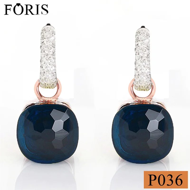 FORIS 10 цветов граненые кристаллы конфеты Квадратные золотые серьги инкрустация