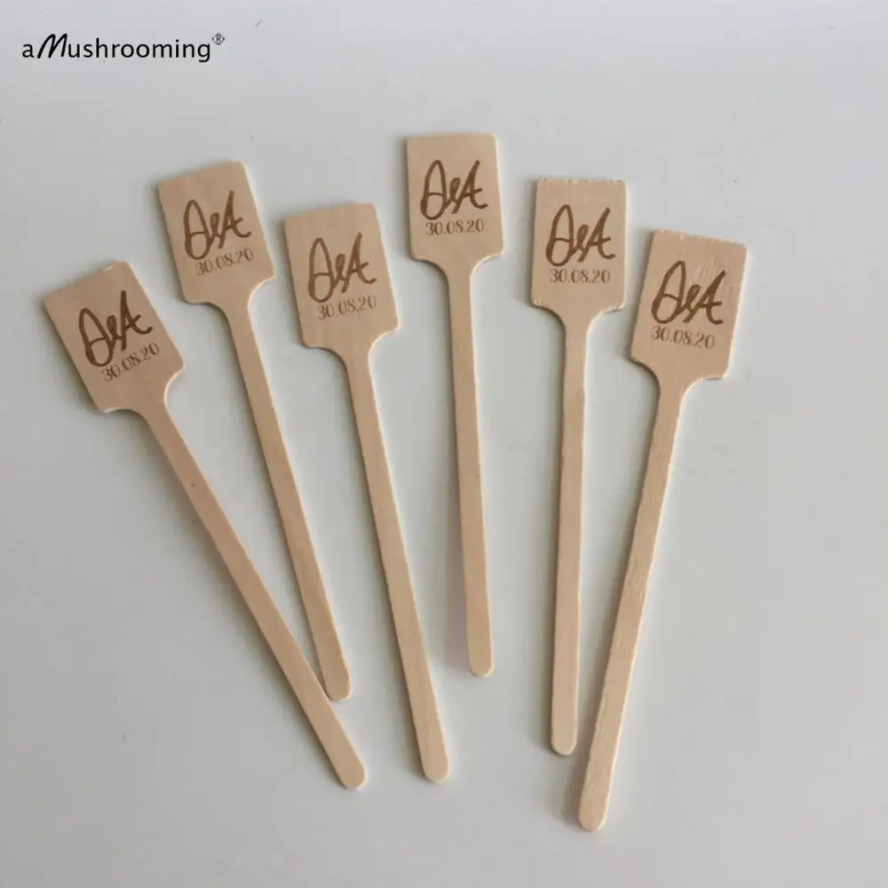 X100 индивидуальные деревянные свадебные коктейльные палочки в деревенском стиле