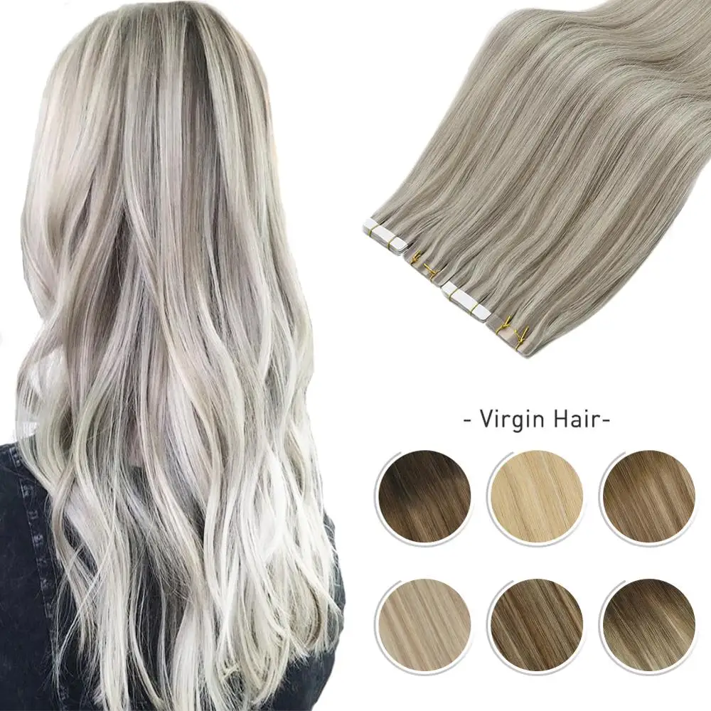 

Virgin Tape in Hair Extensions Real Human Hair Balayage Ombre High Quality 10A Brazilian Seamless Glue on PU Skin Weft Thick