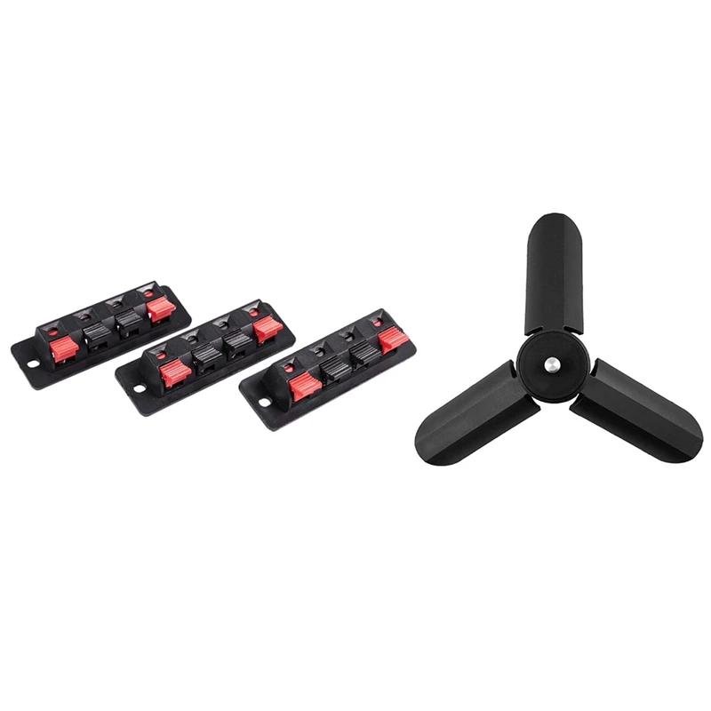 3 шт. 4-контактный красный и черный пружинный аудио разъем с мини-штативом