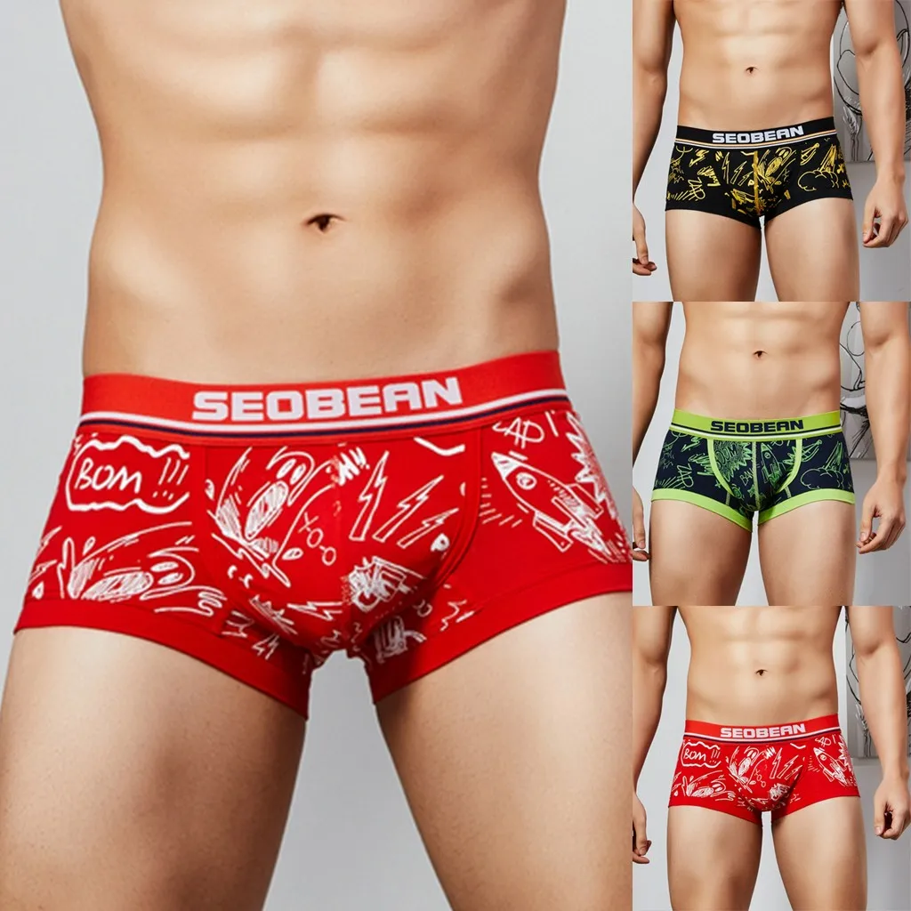 SAGACE Printed breathable Cotton Male Underwear Men Underpants Stretch Sexy Shorts Slip Homme Panties Man briefs sexy | Спорт и
