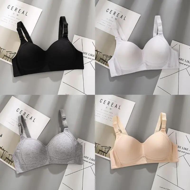 

Teenage Girl Detachable Strap Cotton Bra Underwear Wireless Thin Padded Bralette