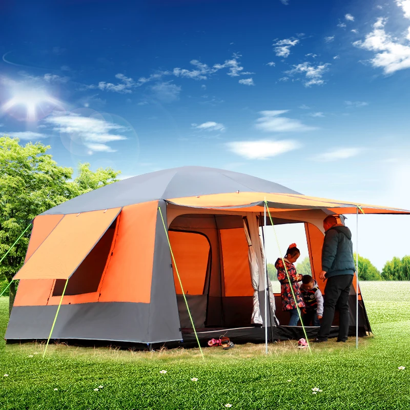 Kaufen Ultra 6-12 Person Doppel Schicht Im 2 Wohnzimmer 1 Halle Familie Camping Zelt Wasserdicht Ultra Camping Zelt