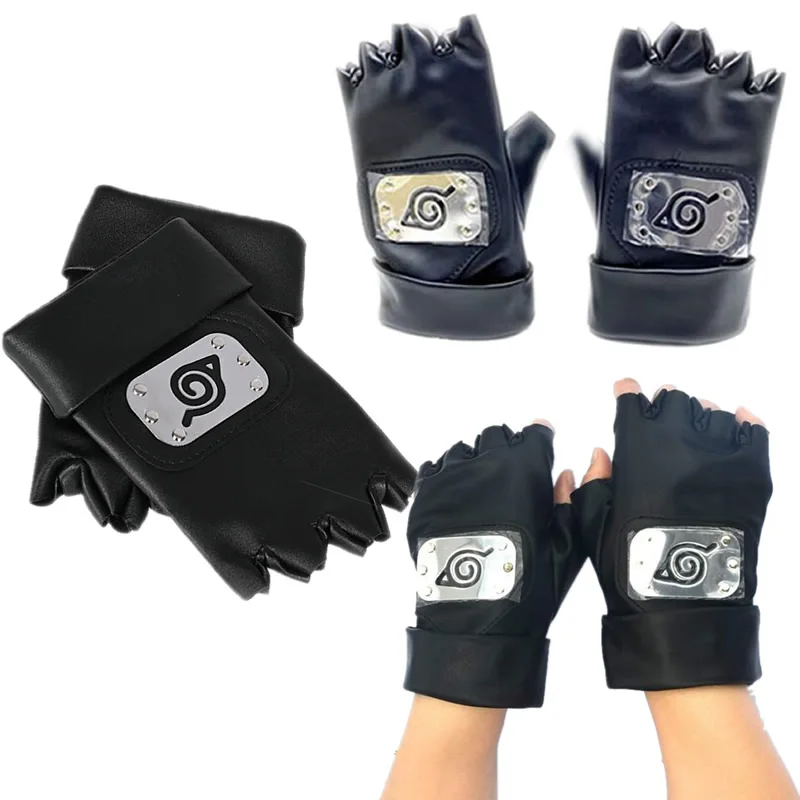 

Naruto Kakashi Gloves Anime Cosplay Accessories Ninja Uchiha Glove Mittens PU Costume Arms Prop Apparel Action Figure Kids Toy