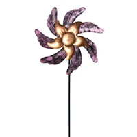 large metal wind spinner with garden stake flower windmill wind sculpture for outdoor yard patio lawn art decoration