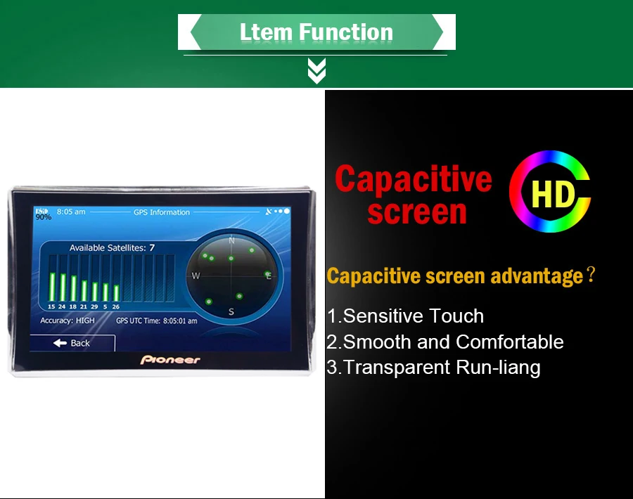 7 дюймов HD Автомобильный GPS навигации 800 м/FM/8 ГБ/DDR 256 м Новый Карты для