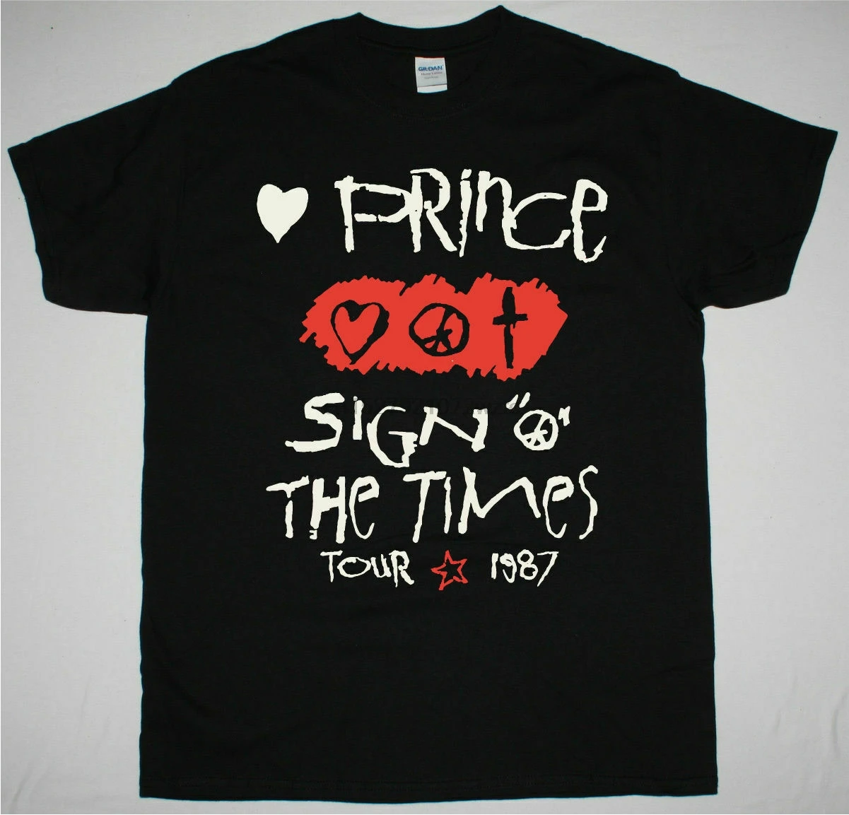 Знак принца O THE TIMES TOUR черная футболка FUNK SOUL ARTIST LOVE SYMBOL|Мужские футболки| |