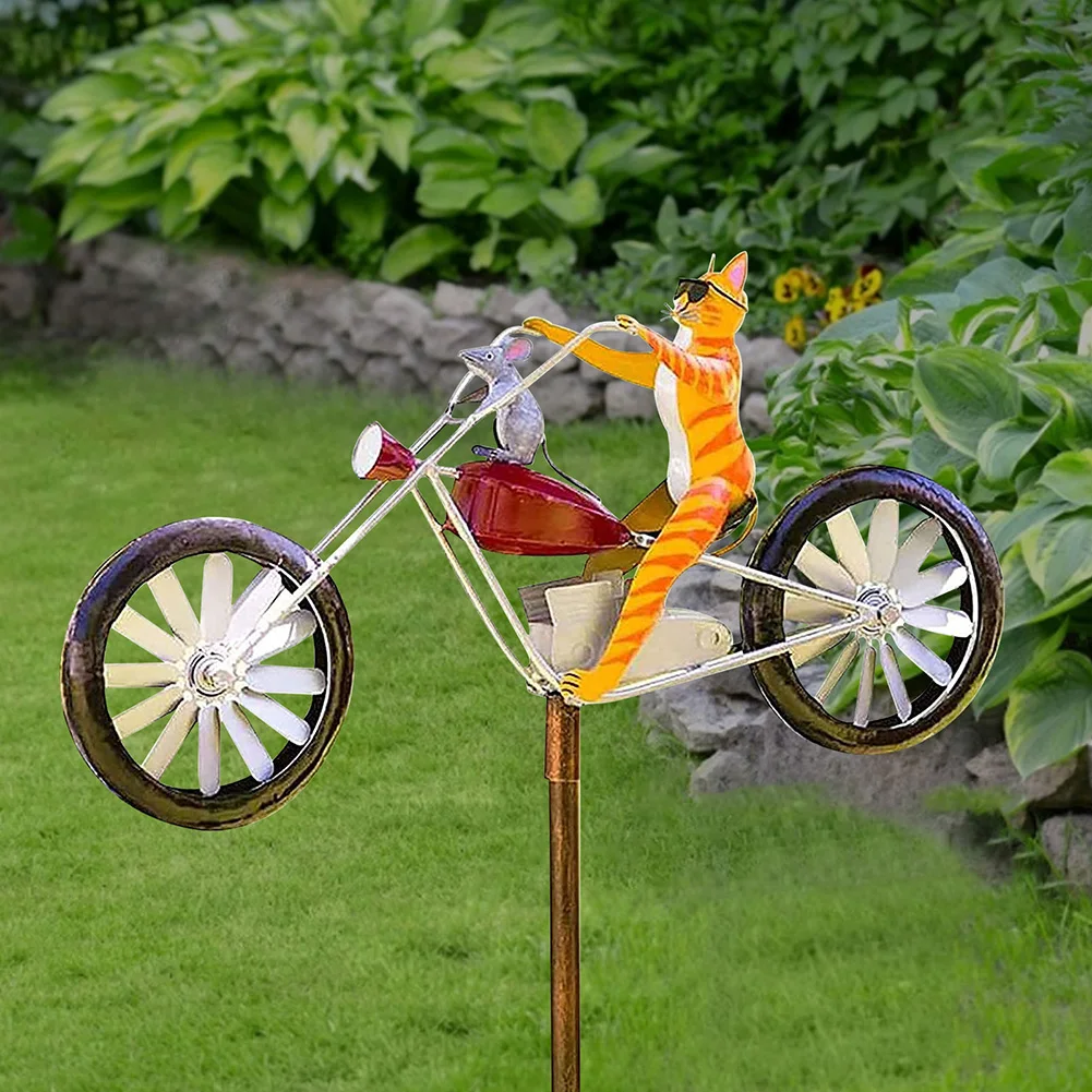 

Vintage Bicycle Metal Wind Spinner Animal Motorcycle Windmill Garden Decoration Garden Pile Wrought Iron Courtyard Decoration
