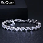 Женский теннисный браслет BeaQueen, стильный браслет серебряного цвета с кубическим цирконием класса ААА, подарочное Ювелирное Украшение B030