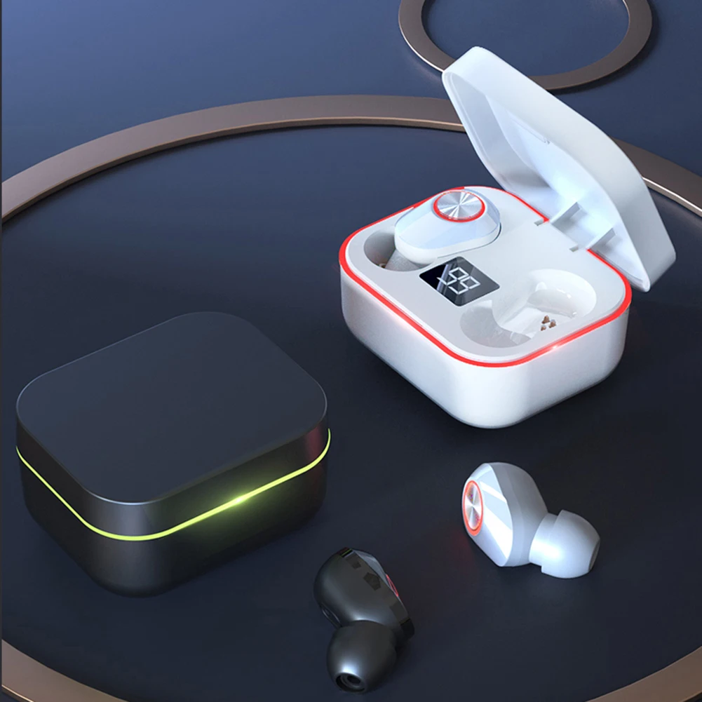 

Blue-tooth Earphones Wireless BT5.1 Earbuds with Mic TWS with Breath Lights IPX5 Waterproof Lightweight Headphones