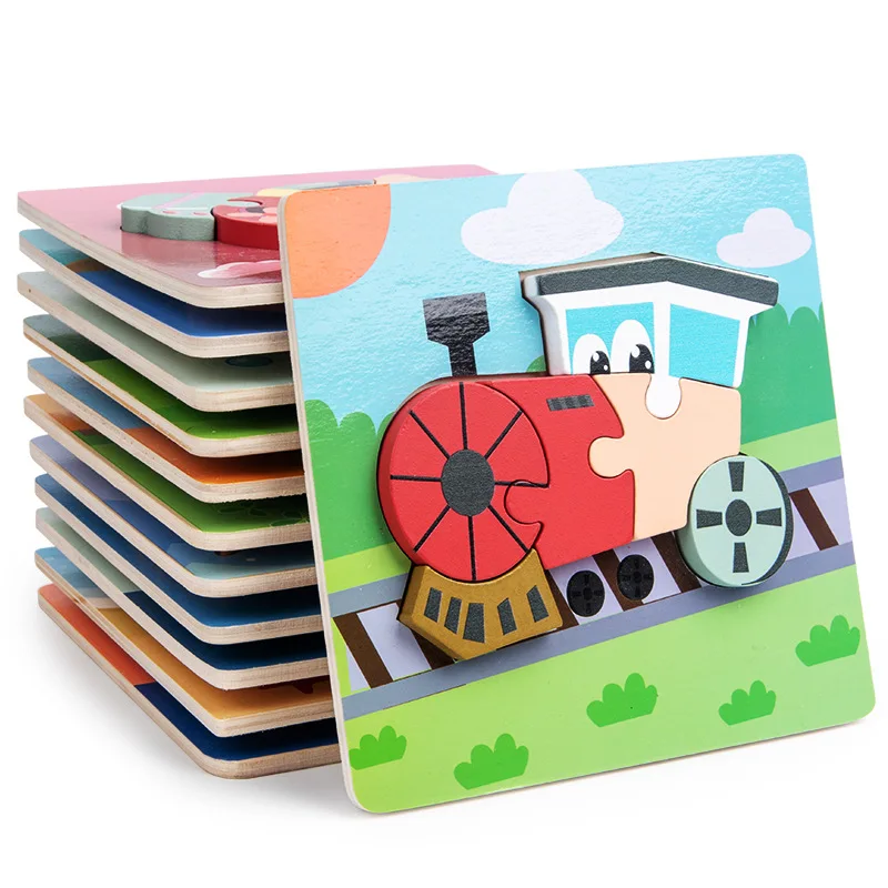 

Kids Wooden 3D Puzzle Tangram Shapes Learning Cartoon Animal Intelligence Jigsaw Puzzle Toys Gifts For Children Educational