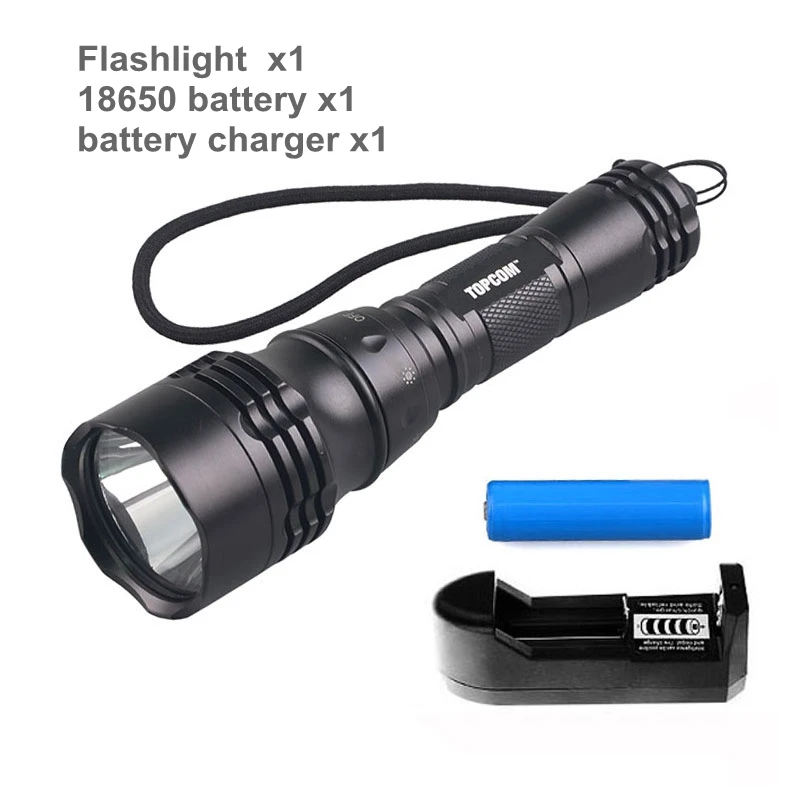 with battery TMWT Профессиональный Дайвинг фонарик 18650 мощный Dive Свет XML T6 светодиодные лампы Подводный прожектор факел - Испускаемый цвет: with battery