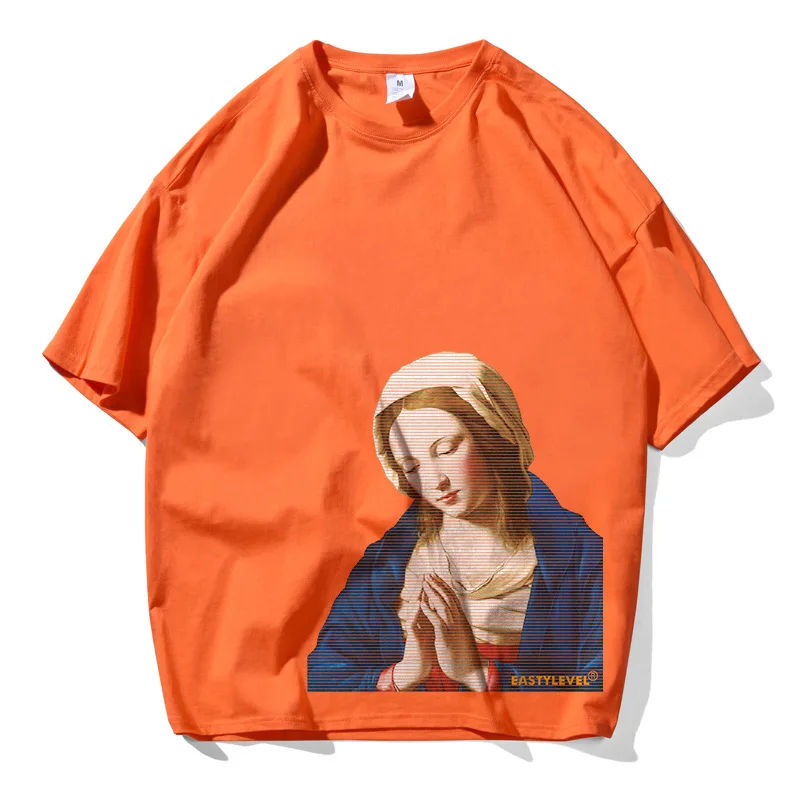 Мужская футболка с принтом Holy Lady синяя/розовая из 100% хлопка в стиле INS 9 цветов