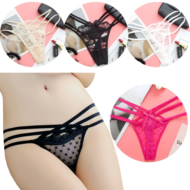 

Fashion Transparent Ultrathin Women's Underwear Briefts Erotic G-String Bowknot Low Waist Sexy Lace Panties Lingerie Intimates