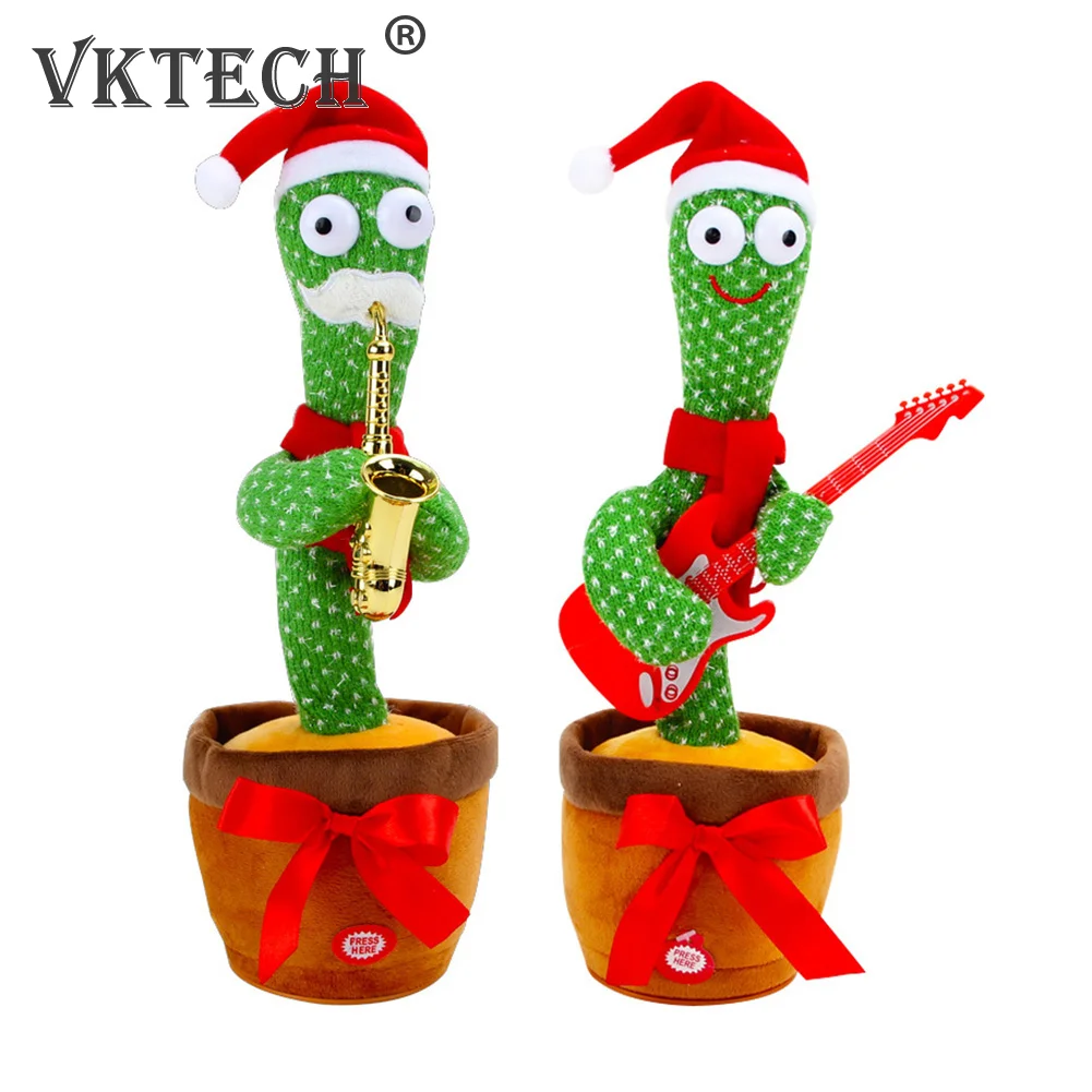 

Funny Christmas Dancing Music Cactus with LED Light Plush Doll Singing Talking Dancer Voice Interactive Table Decor Toys Gifts