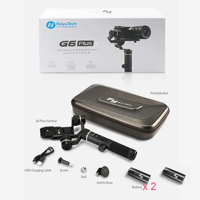 

(With two batteries) FeiyuTech G6 Plus 3-Axis Handheld Gimbal Stabilizer for Camera GoPr Smartphone Payload 800g FY G6P G6PLUS