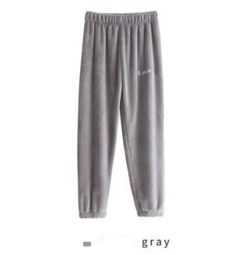 Pants-Gray Зимний толстый женский пижамный комплект, осенне-зимняя фланелевая теплая Пижама с рисунком, Женская домашняя одежда, женская пижама - Цвет: Pants-Gray