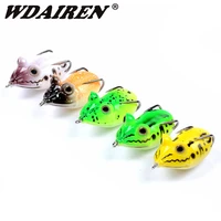 5pcsset soft frog fishing lures double hooks 55mm 11 5g top water ray frog artificial minnow crank soft bait fishing tackle