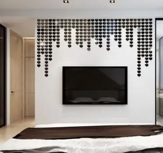 

100PCs/Pack Acrylic Mirror 3D Wall Stickers Art Mural Decal Heart Mosaic Room WallPaper For Kids Room Living Room Home Decor