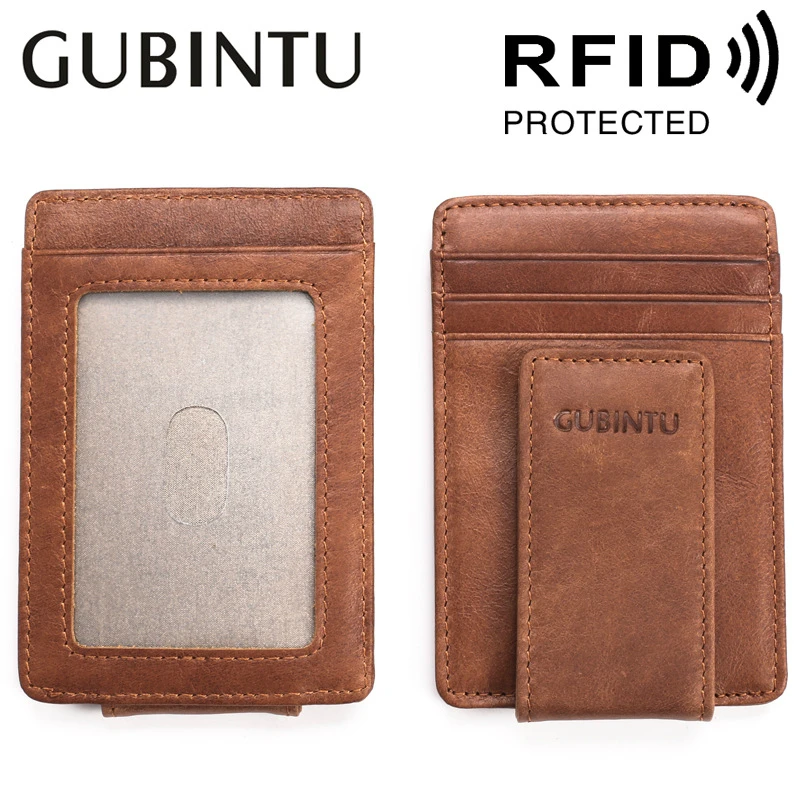 GUBINTU магнитная кожа доллар США билета пряжка деньги RFID блок ультра тонкий банкнот