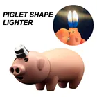 Мини креативная компактная свинья струйная Зажигалка Бутановая свинья надувная двойная сопла Зажигалка металлическая забавная игрушка без газа