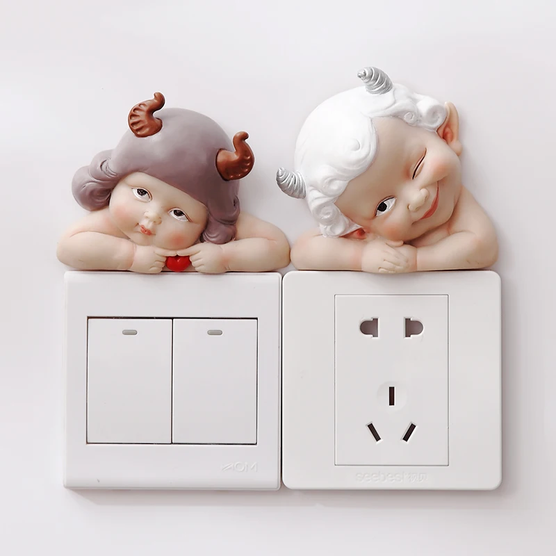 Resin Cute Cartoon Room Decor 3D Switch Light Outlet Sticker Wall Silicon Socket Cover Home Decoration Unicorn Parlor | Дом и сад