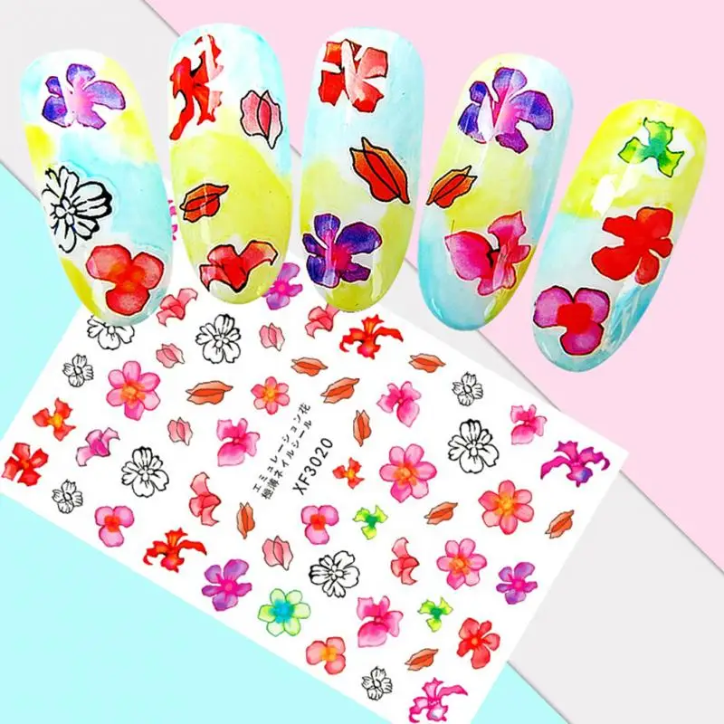 1 лист дизайн ногтей макет Цветы Рисунок тату водяной знак наклейки для
