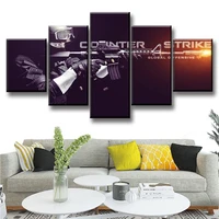 modular canvas oil painting game counter strike global offensive 5 panel poster wall art nordic modern home decoration