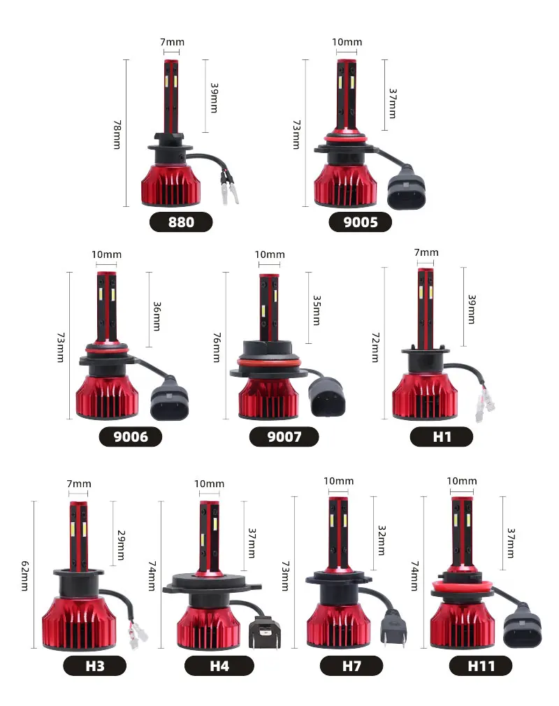 Зэс светодиодный фар автомобиля лампы H1 H3 H4 светильник H7 H11 9005 9006 880/881 9007 фары 6500K 56W
