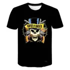 Летняя футболка с 3D принтом Guns N Roses для мужчин и женщин, Повседневная Уличная одежда с короткими рукавами для мальчиков и девочек, модные крутые хлопковые топы