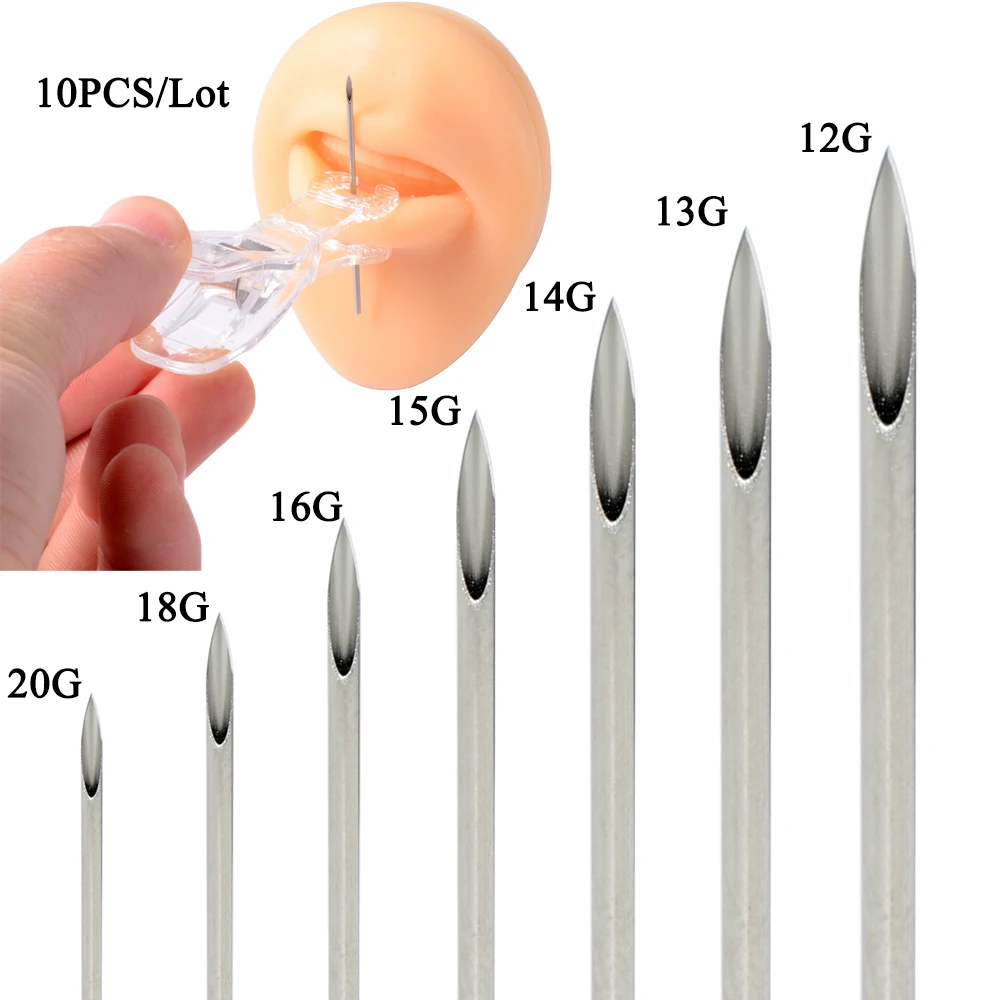 10 шт. хирургическая Сталь инструмент для пирсинга тела комплект одноразовые