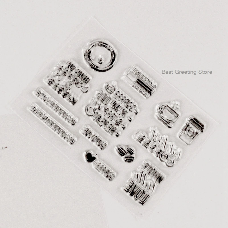 Прозрачные штампы кофе для скрапбукинга альбома diy прозрачные силиконовые