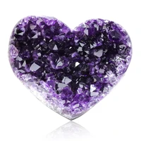 natural amethyst geode loving heart shape quartz cluster crystal specimen energy healing thunder egg wholesale