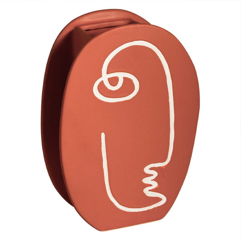 

Nordic Creative Face Pattern Ceramic Vase Simple Retro Crafts Living Room Home Furnishing Decoration Ornaments